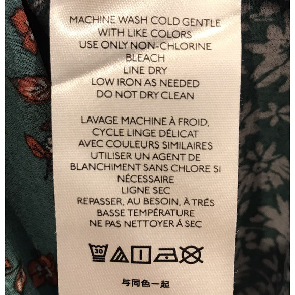 Free People Serena Floral Bell Sleeve Blouse Top Patchwork Button Green Small - Picture 12 of 12